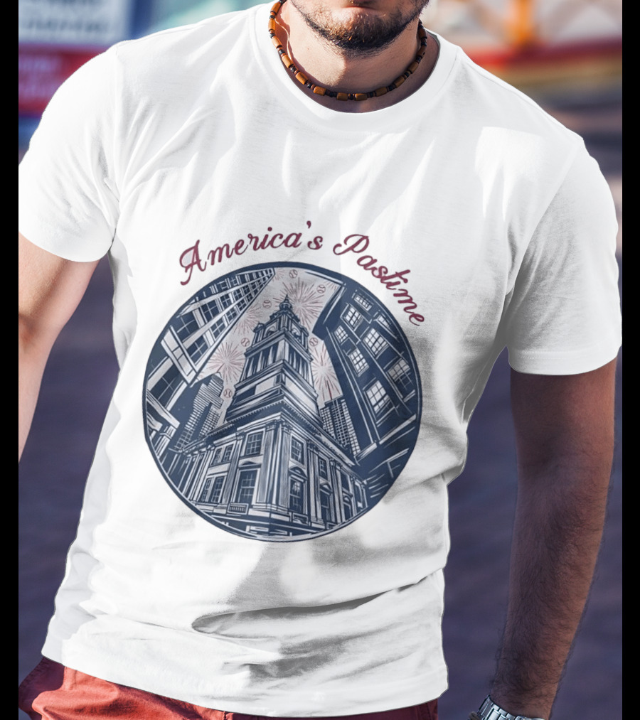 Philadelphia Independence Hall America's Pastime Baseball T-Shirt