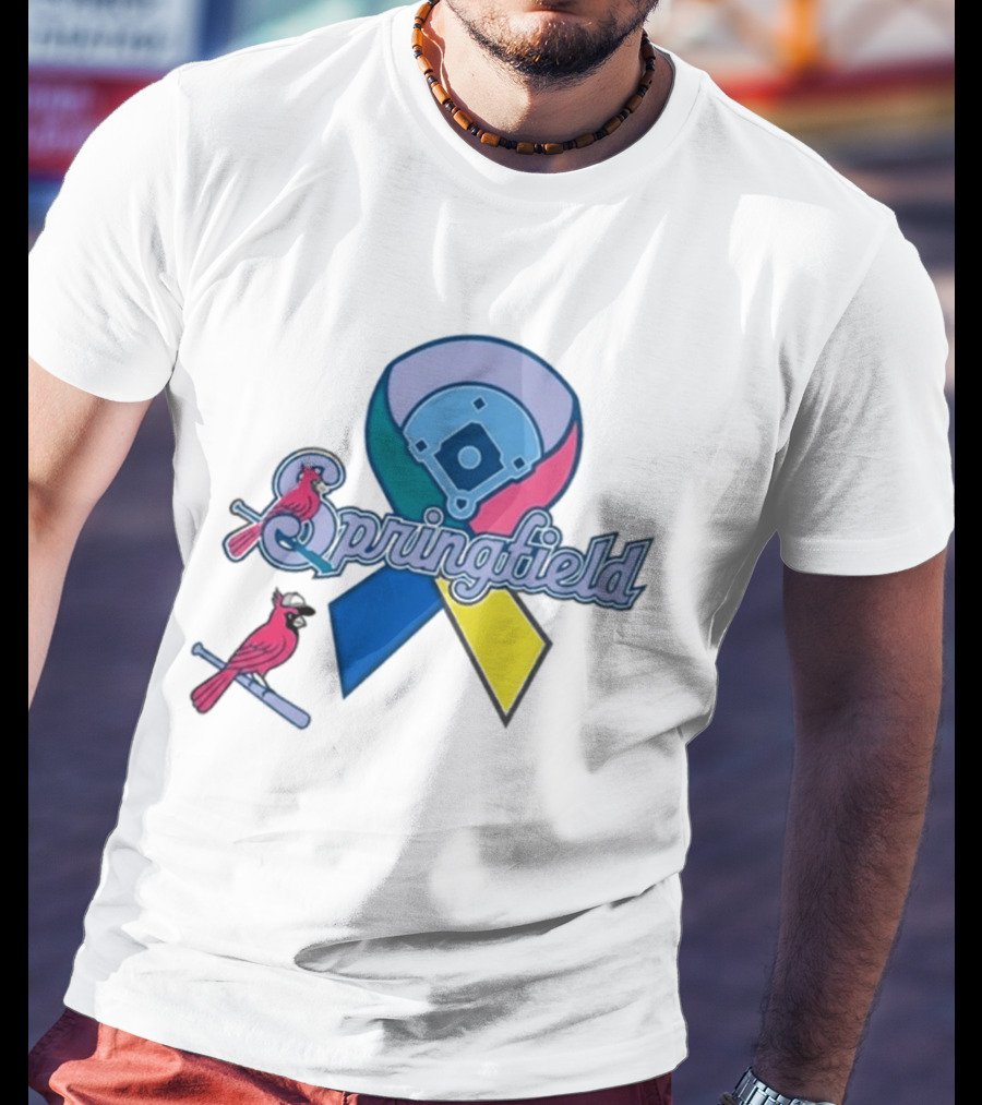 Springfield Cardinals Awareness Ribbon Baseball Team Unity T-Shirt