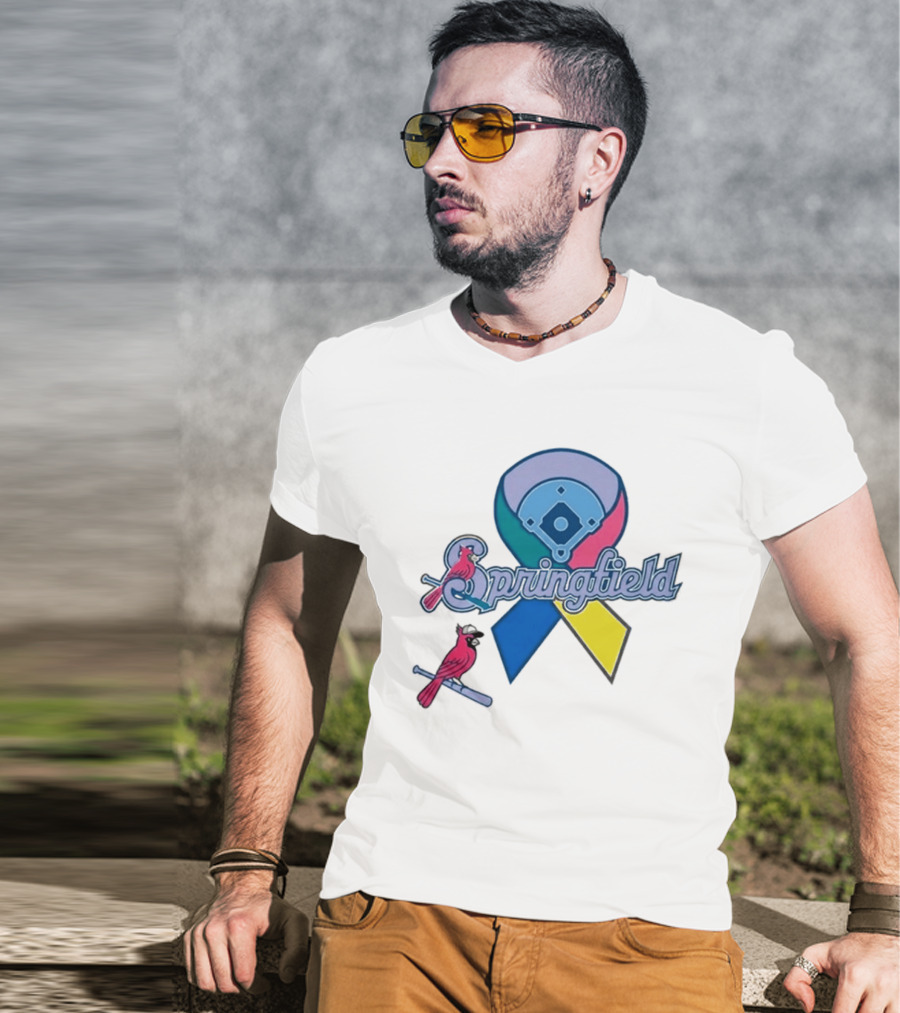 Springfield Cardinals Awareness Ribbon Baseball Team Unity T-Shirt