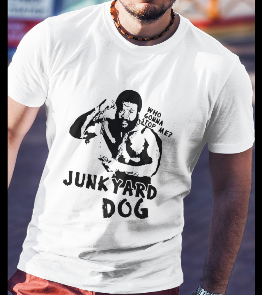 Junkyard Dog Flexing Who Gonna Stop Me Wrestling T-Shirt