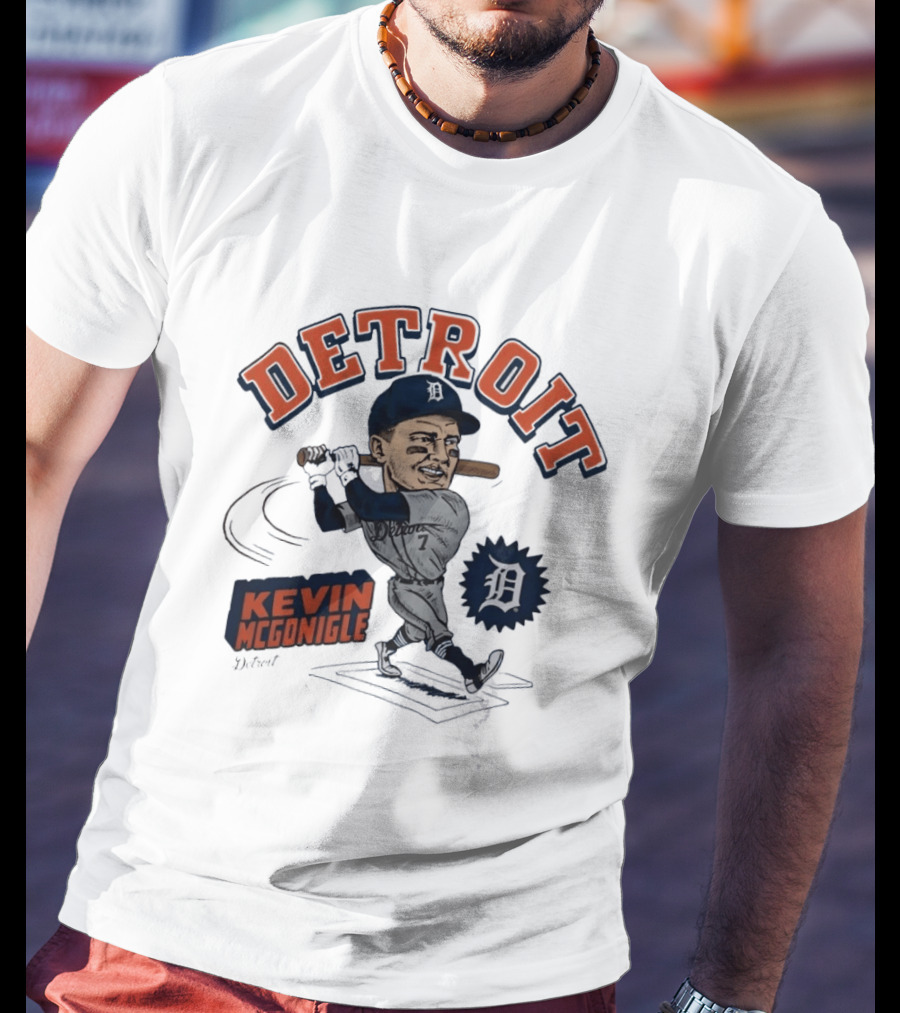 Detroit Kevin McGonigle Tigers Baseball Player Caricature T-Shirt