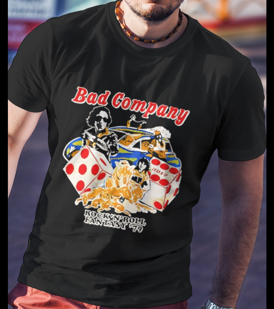 Bad Company Rock N Roll Fantasy '90 Dice And Muscle Car T-Shirt