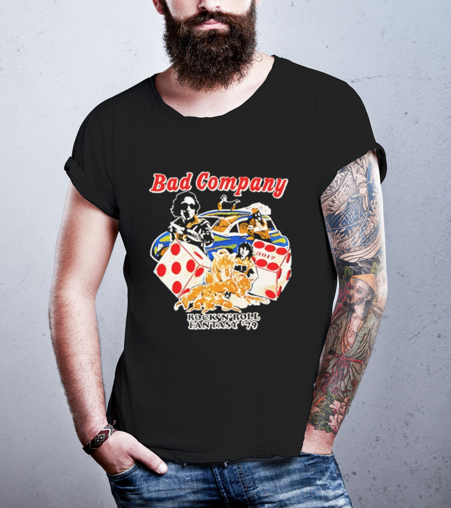 Bad Company Rock N Roll Fantasy '90 Dice And Muscle Car T-Shirt