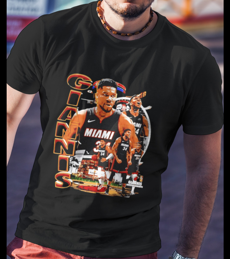 Giannis Antetokounmpo Miami Heat 90s Bootleg Retro Basketball T-Shirt