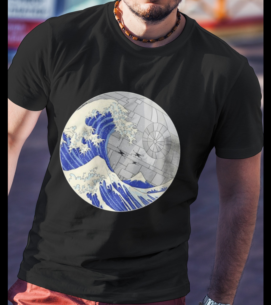 The Great Wave Off Kanagawa Meets Death Star Star Wars T-Shirt