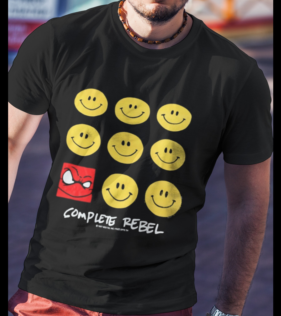 Complete Rebel Smiley Faces Red Square T-Shirt