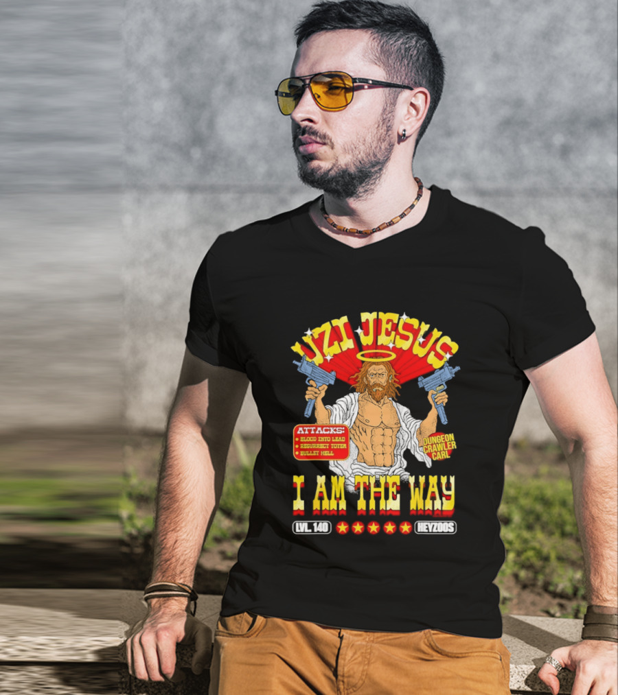 Uzi Jesus I Am The Way Dungeon Crawler Card Bullet Hell T-Shirt