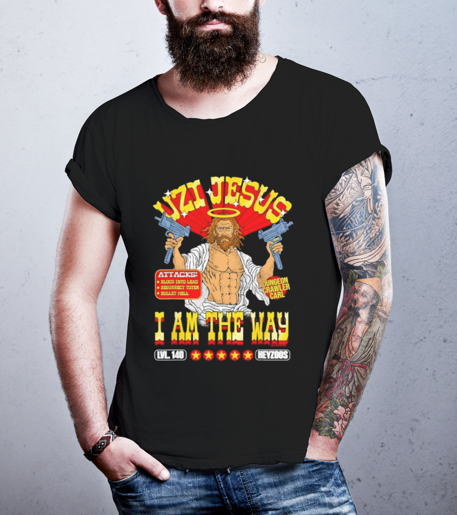 Uzi Jesus I Am The Way Dungeon Crawler Card Bullet Hell T-Shirt