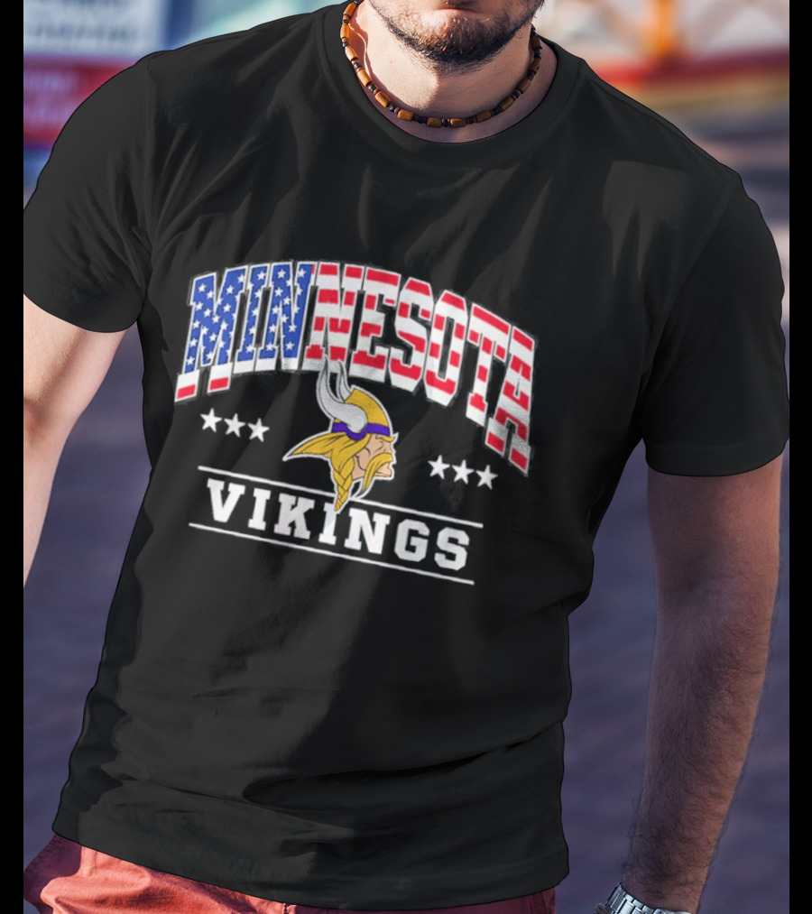 Minnesota Vikings Americana 250th Anniversary Stars And Stripes T-Shirt