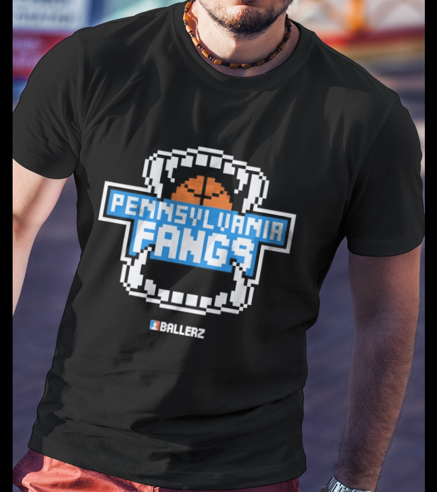 Pennsylvania Fangs Ballerz Basketball Retro Pixel T-Shirt