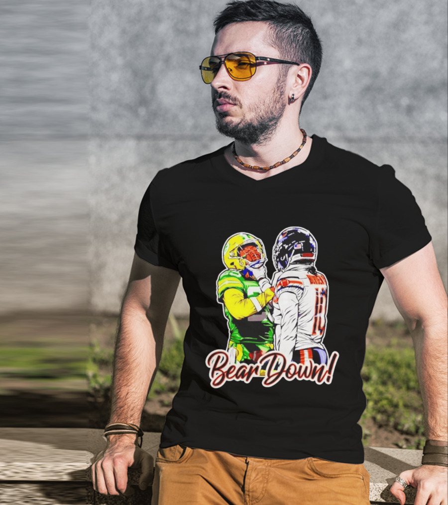 Aaron Rodgers Green Bay Packers Versus Luther Burden III Chicago Bears Bear Down Rivalry T-Shirt