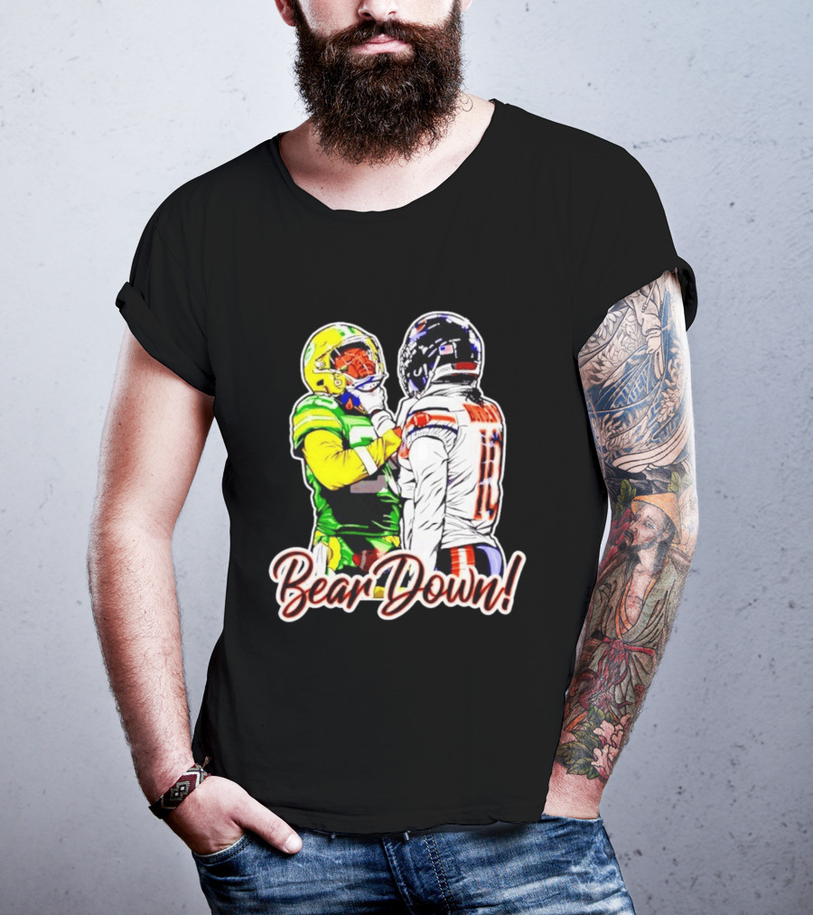 Aaron Rodgers Green Bay Packers Versus Luther Burden III Chicago Bears Bear Down Rivalry T-Shirt
