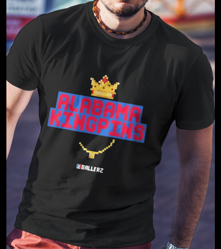 Alabama Kingpins Crown Necklace Ballerz Iconic 8 Bit T-Shirt