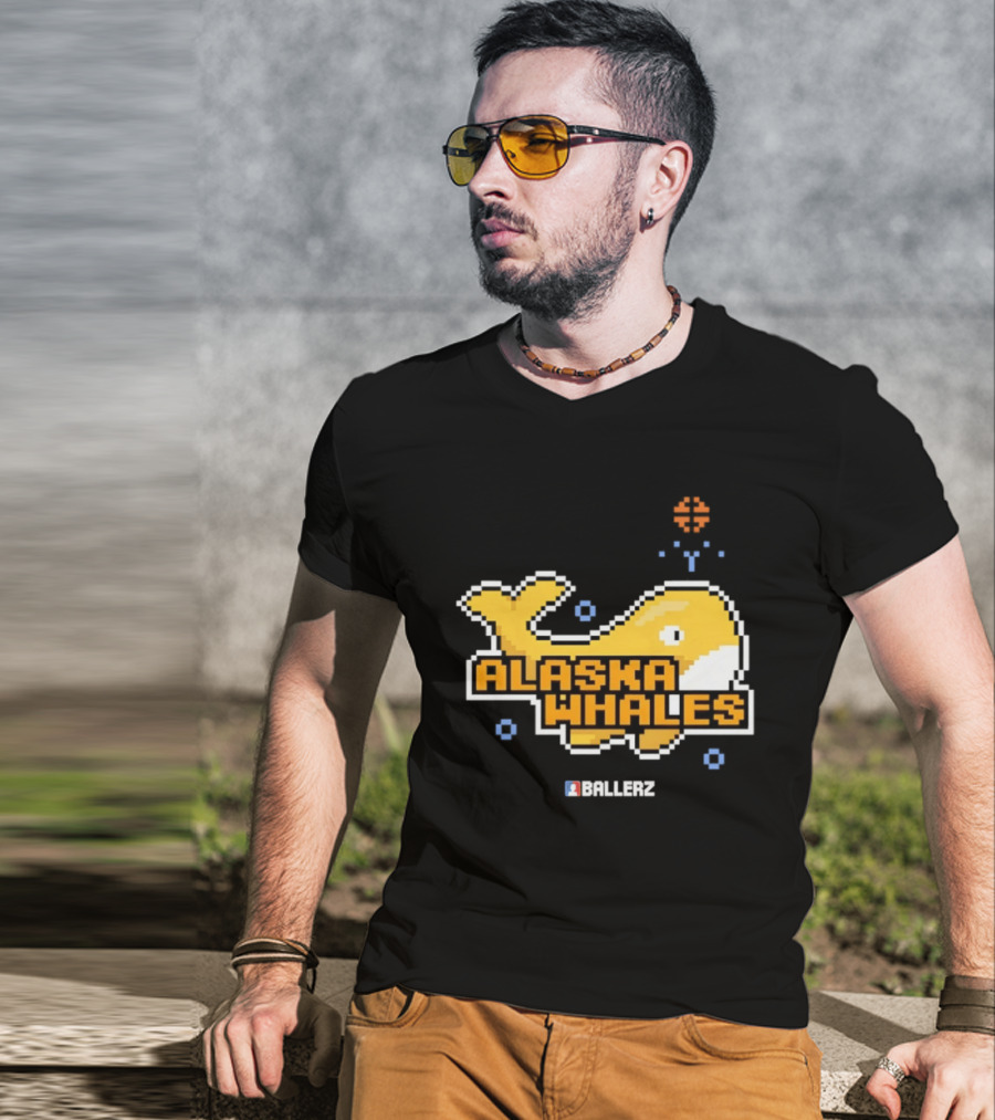 Alaska Whales Ballerz Pixel Whale T-Shirt