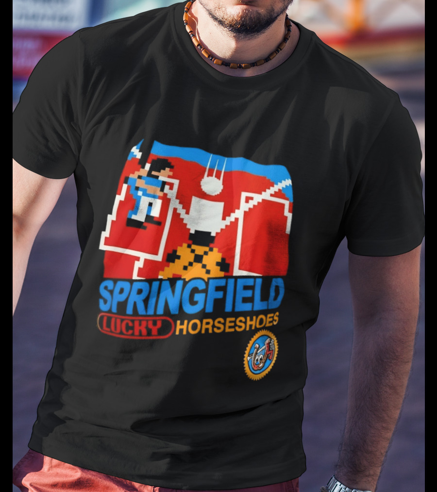 Springfield Lucky Horseshoes The Simpsons Video Game Styled Crest T-Shirt