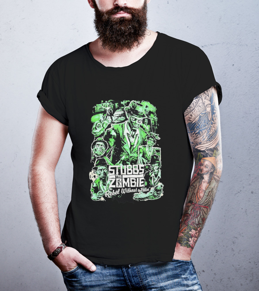 Stubbs The Zombie Rebel Without A Pulse Neon Green Horror Comic T-Shirt