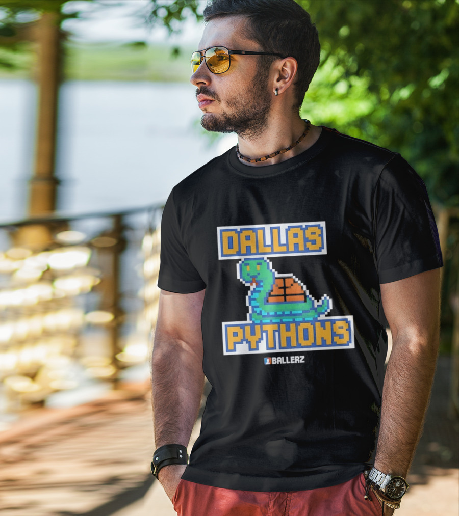 Dallas Pythons Ballerz Basketball Pixel Snake T-Shirt