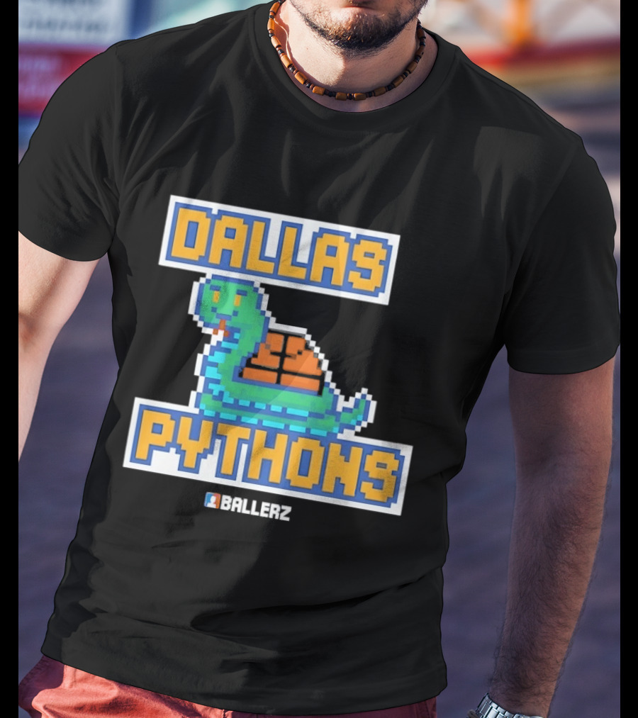 Dallas Pythons Ballerz Basketball Pixel Snake T-Shirt