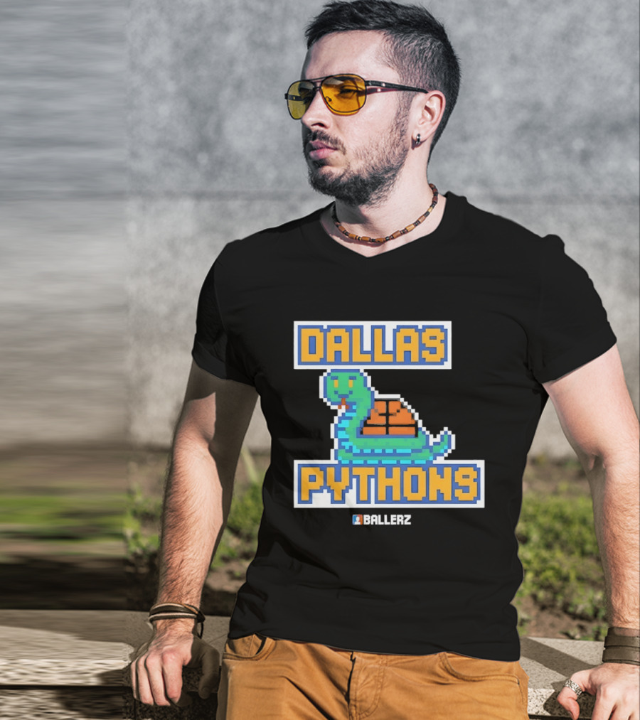 Dallas Pythons Ballerz Basketball Pixel Snake T-Shirt