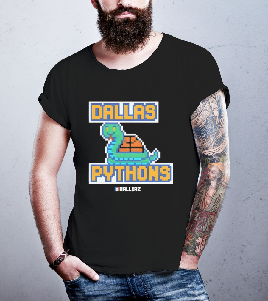 Dallas Pythons Ballerz Basketball Pixel Snake T-Shirt
