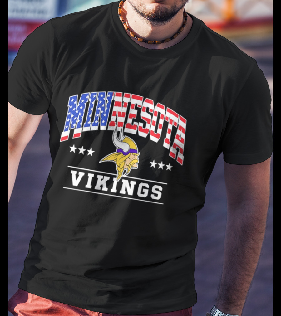 Minnesota Vikings 1776 2026 250 Years American Flag Stars T-Shirt