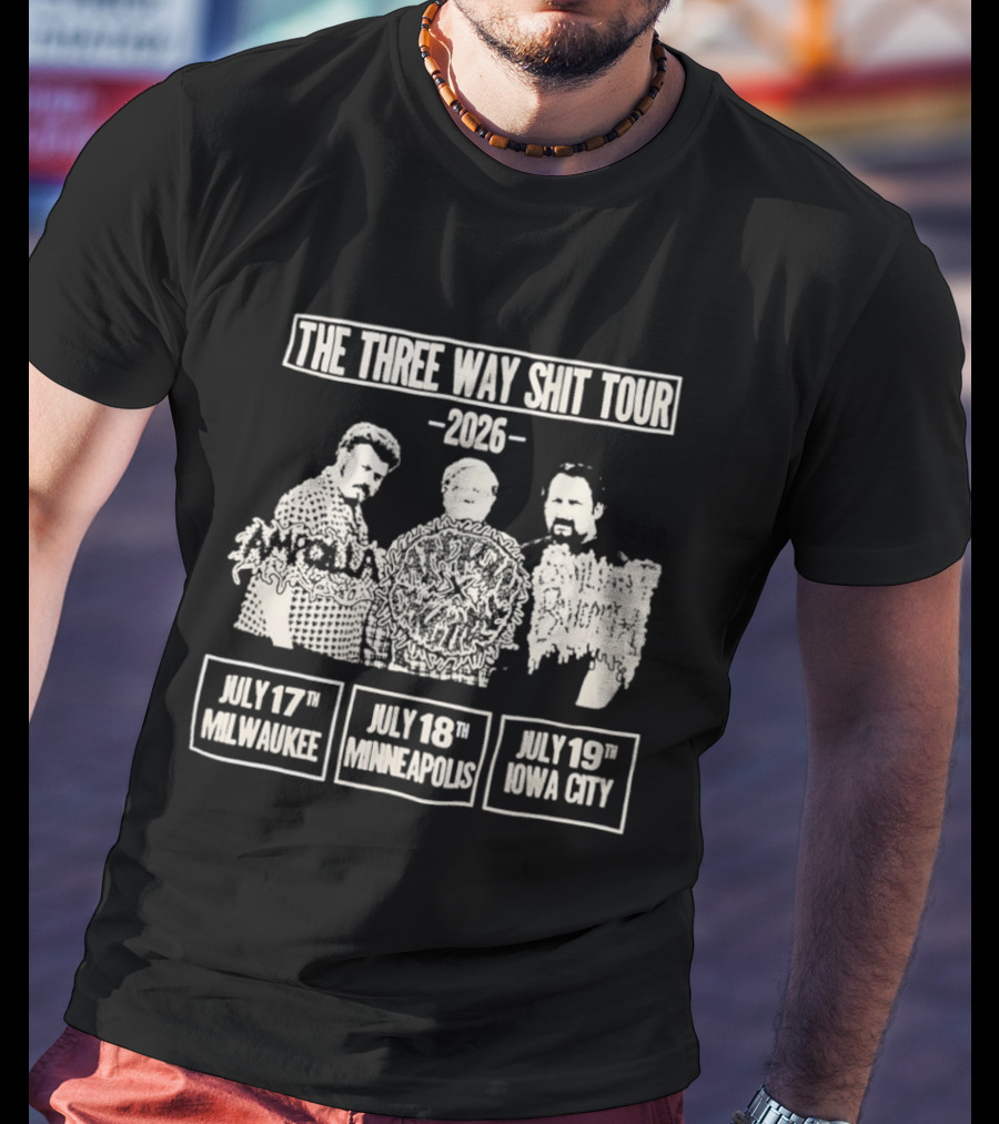 The Three Way Shit Tour 2026 Milwaukee Minneapolis Iowa City T-Shirt
