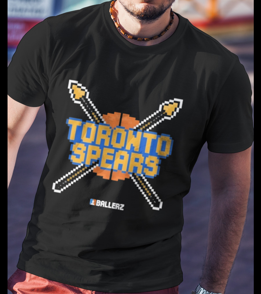 Toronto Spears Ballerz Basketball Pixel Icon Crossed Spears T-Shirt