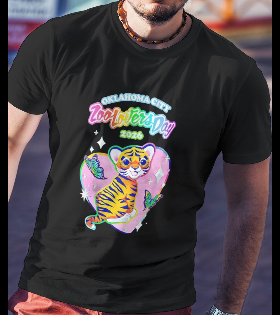 Oklahoma City Zoo Lovers Day 2026 Tiger And Butterflies Hearts T-Shirt