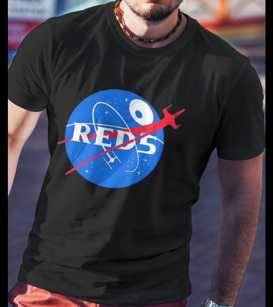 Red 5 NASA Space X Wing Mashup Astronaut Star T-Shirt