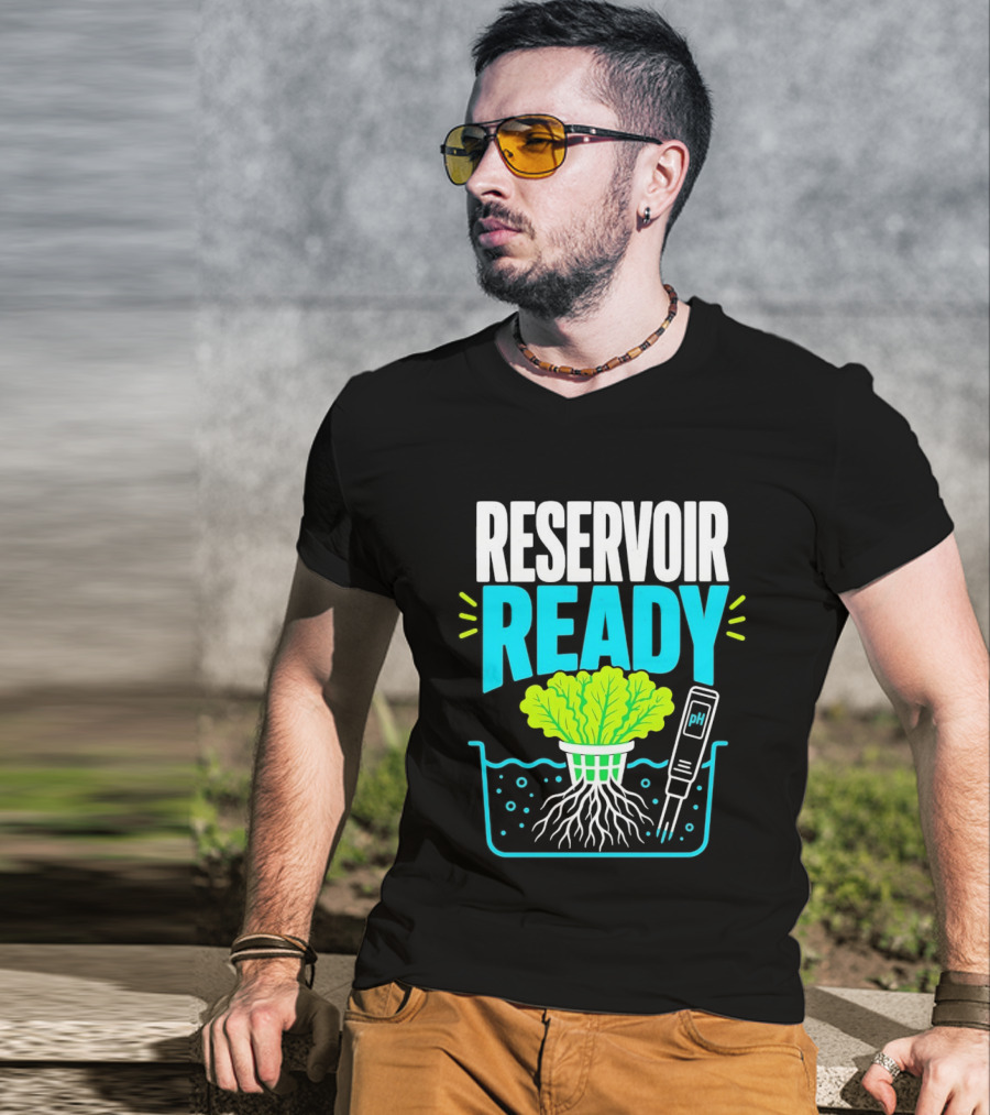 Reservoir Ready Hydroponic Lettuce Roots And Water PH Meter T-Shirt