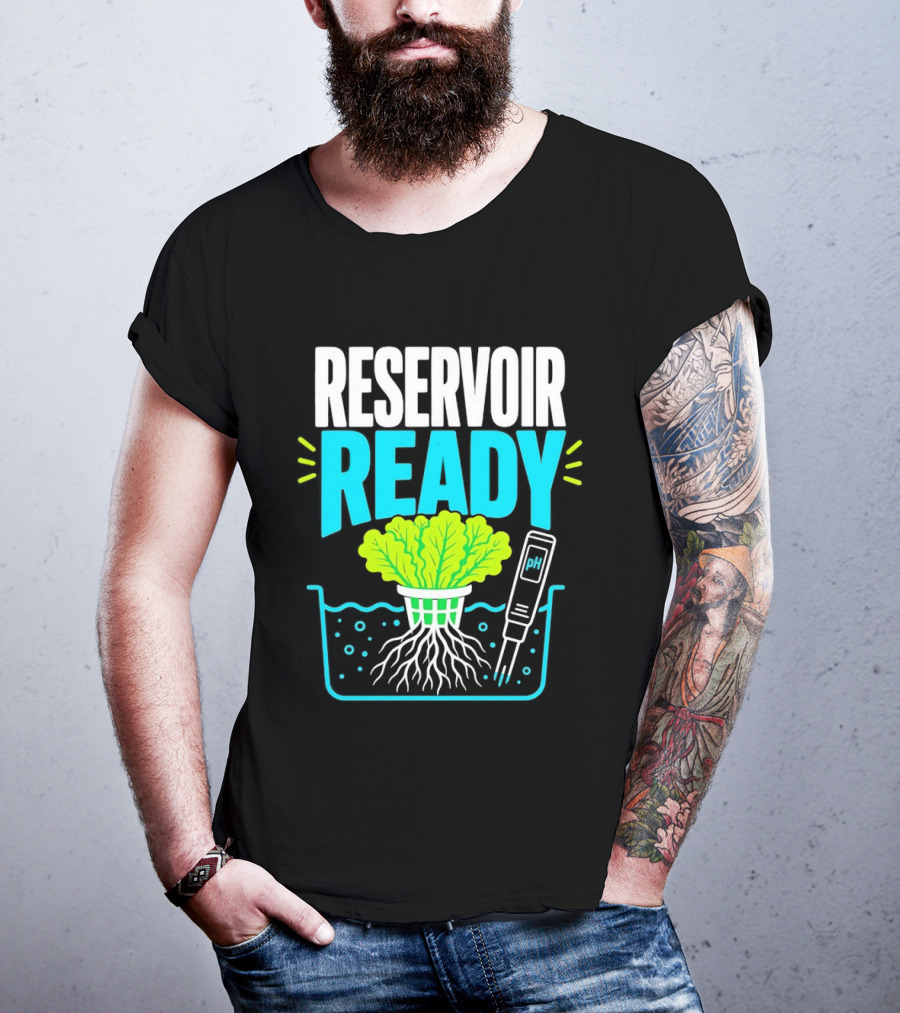 Reservoir Ready Hydroponic Lettuce Roots And Water PH Meter T-Shirt