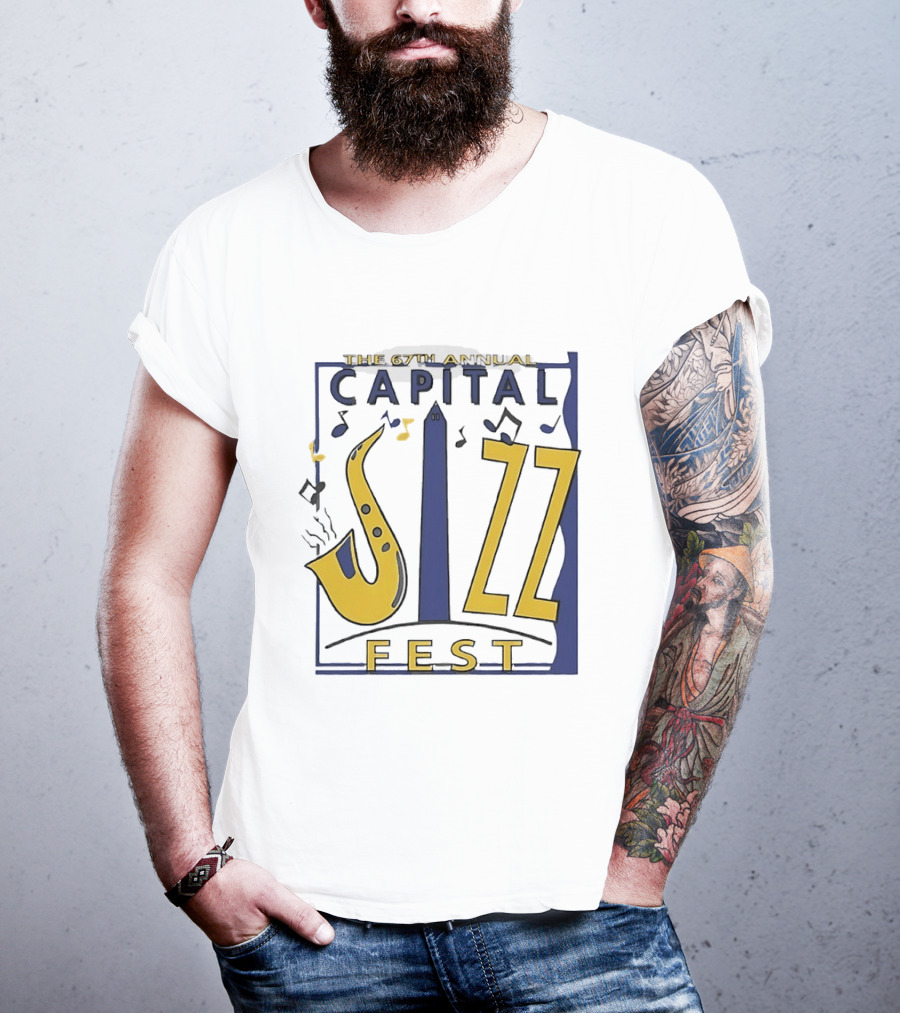 67th Annual Capital Jazz Fest Washington DC Saxophone Music Notes Monuments T-Shirt