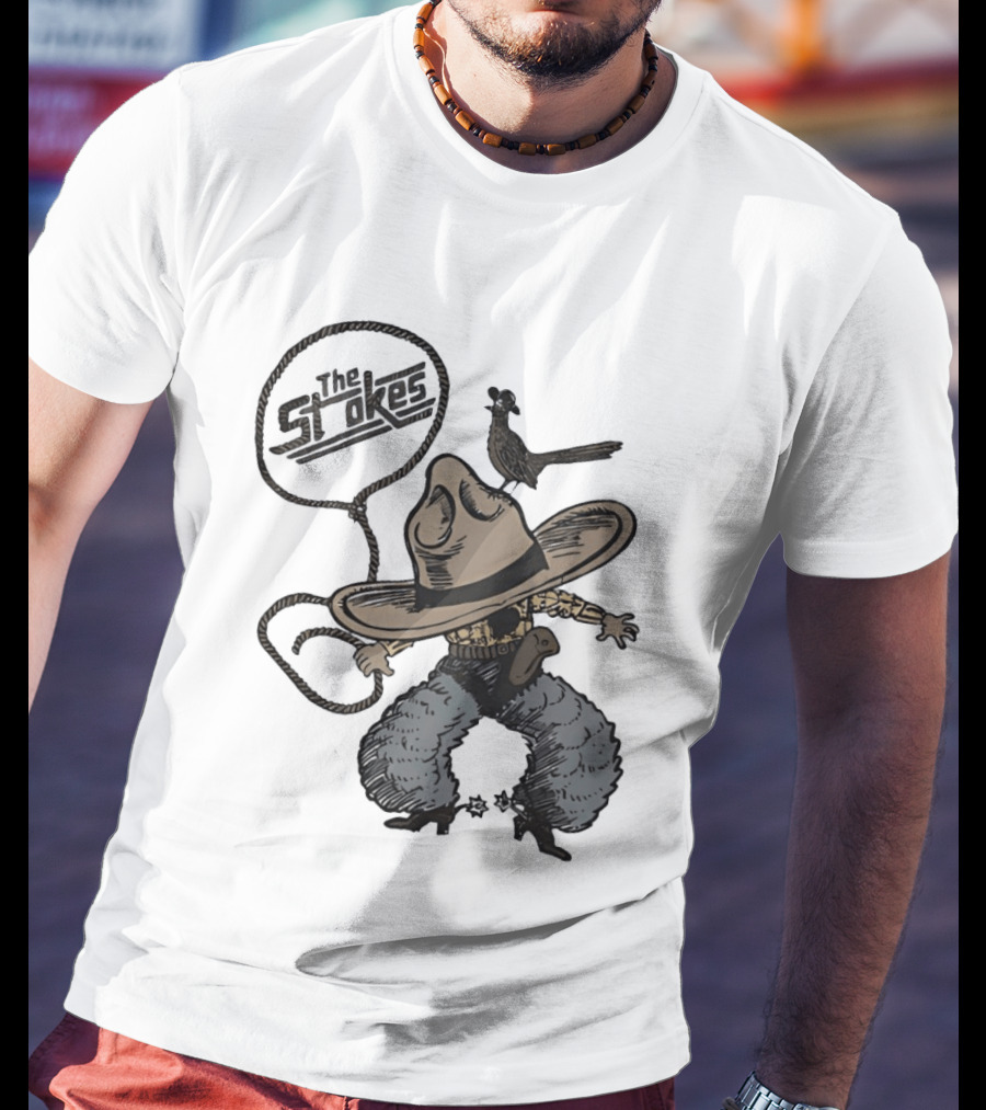 The Strokes Cowboy Hat Bird Lasso Denim Holster Brown Boots T-Shirt