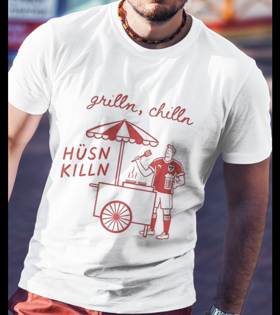 Grilln Chilln Hüsn Killn Austria National Football Team Iconic BBQ T-Shirt