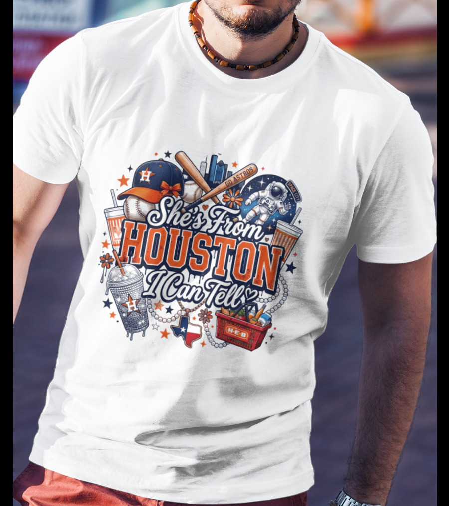 She's From Houston I Can Tell H Town Cowgirl Rodeo Astros Baseball T-Shirt