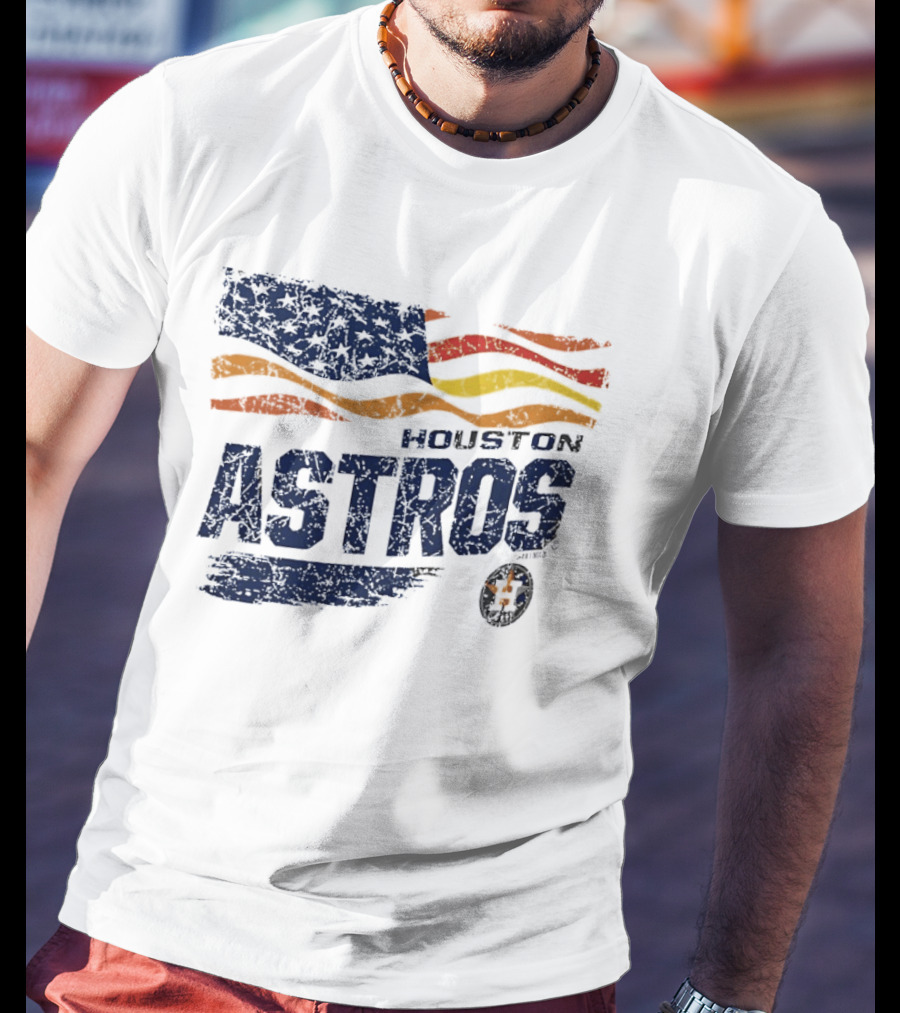 Houston Astros 4th Of July Waving American Flag Anniversary Celebration T-Shirt
