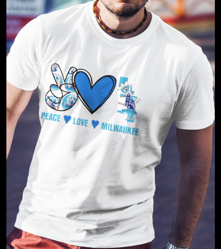 Peace Love Milwaukee Wisconsin City Pride Travel T-Shirt