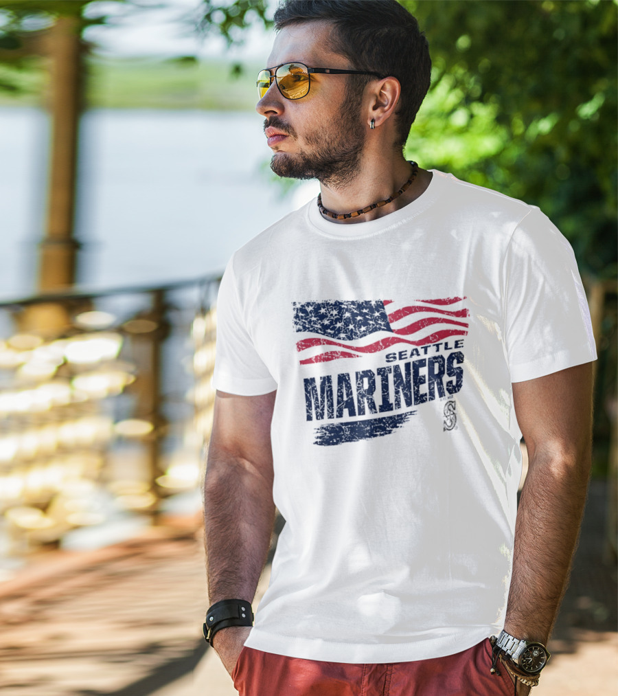 Seattle Mariners Fourth Of July American Flag Celebration T-Shirt