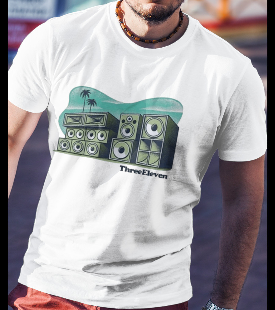Three Eleven Soundsystem Beach Palm Trees Speaker Stacks T-Shirt