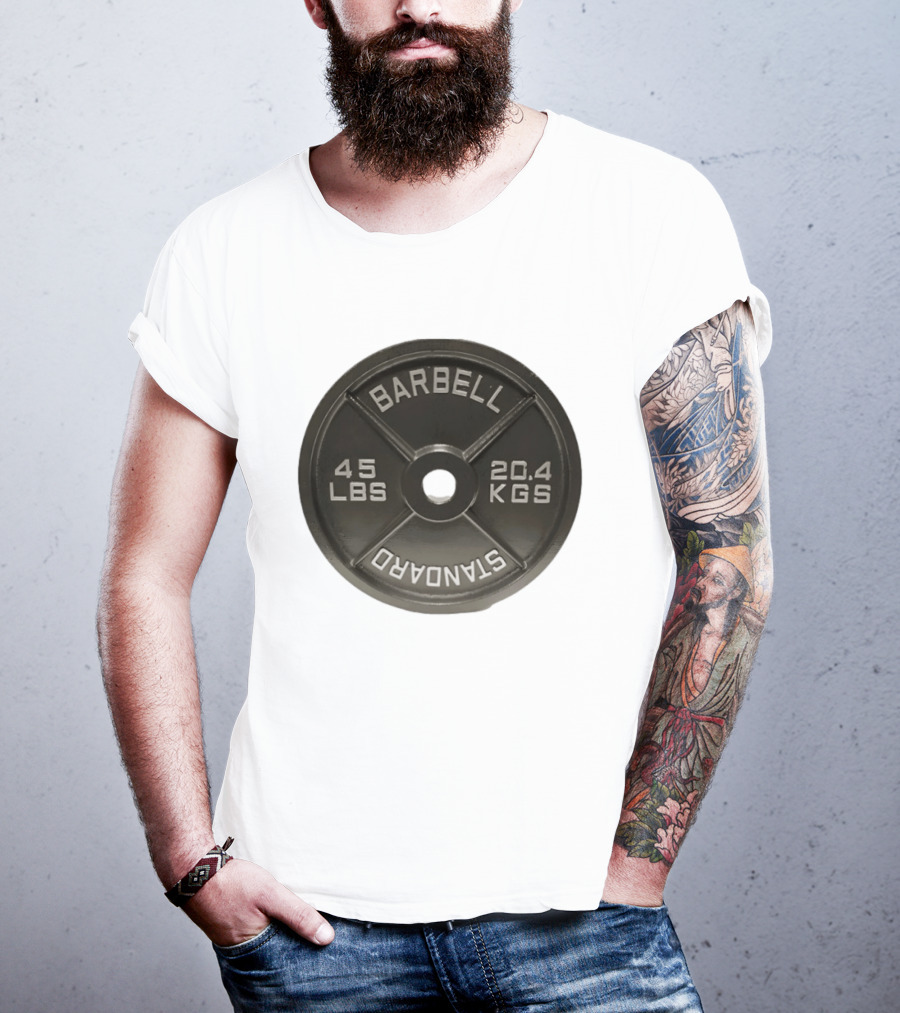 Barbell Standard 45 Lbs 20.4 Kgs Weight Plate Fitness Crossfit T-Shirt
