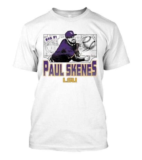 LSU Tigers Paul Skenes Big P Baseball Comic T-Shirt