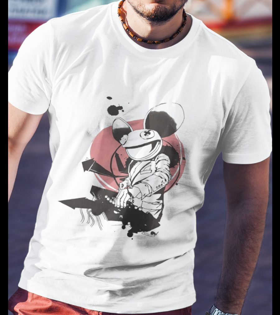 Deadmau5 DJ Music Icon With Pink Circle And Black Abstract T-Shirt