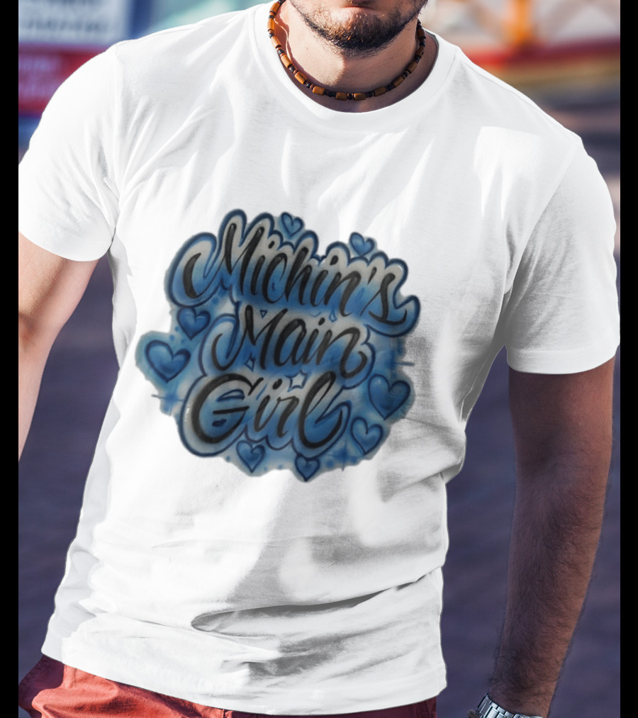 Michin's Main Girl Blue Hearts Airbrush T-Shirt