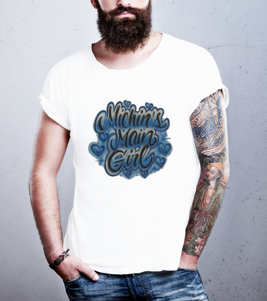 Michin's Main Girl Blue Hearts Airbrush T-Shirt