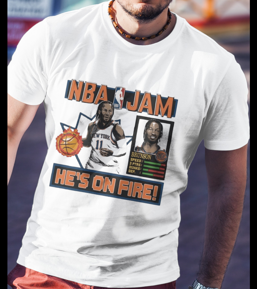 NBA Jam Jalen Brunson New York Knicks He's On Fire T-Shirt