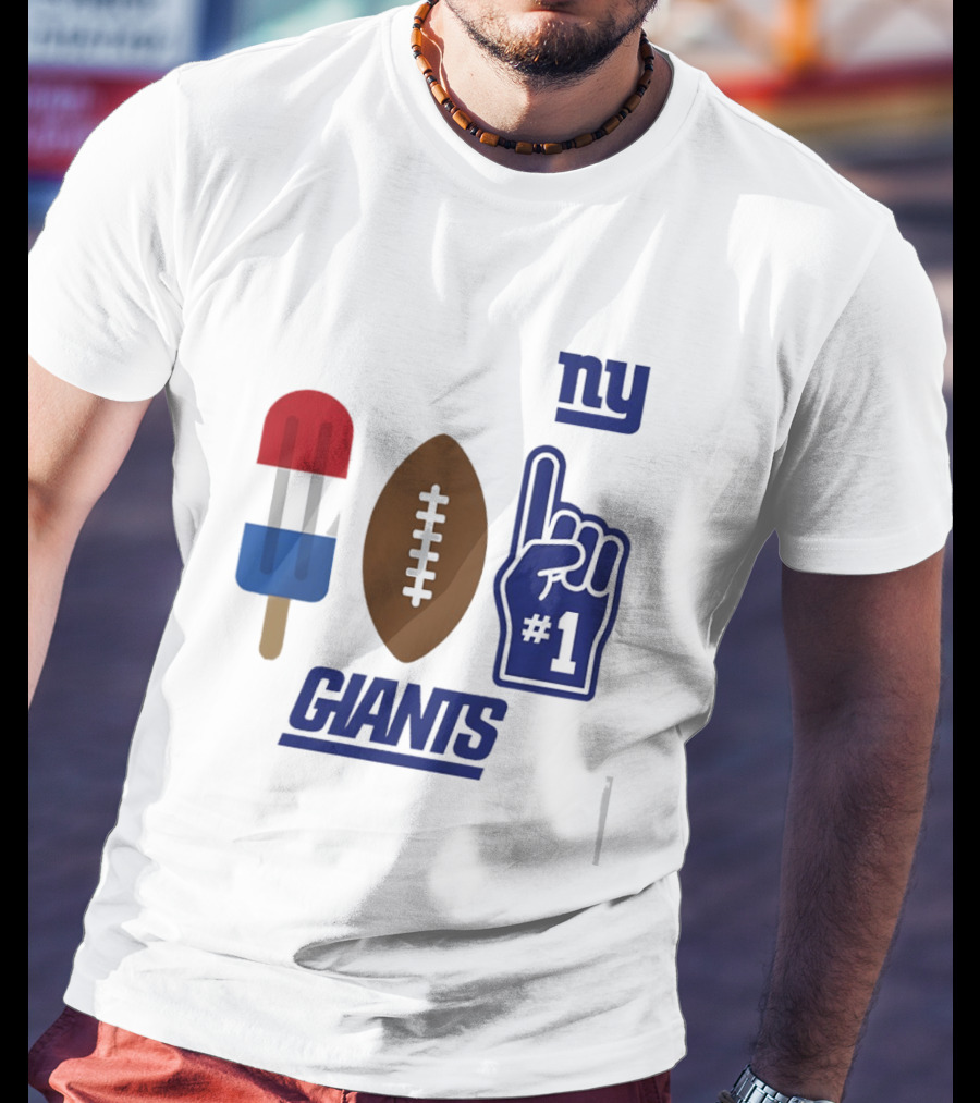 New York Giants Popsicle Football Foam Finger #1 Americana Pop 2026 Season T-Shirt