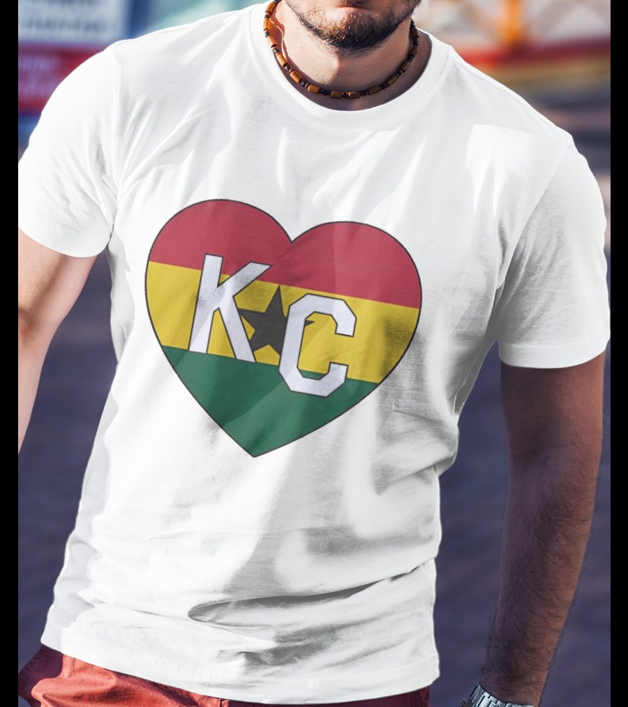 Ghana Flag Colors KC Heart T-Shirt