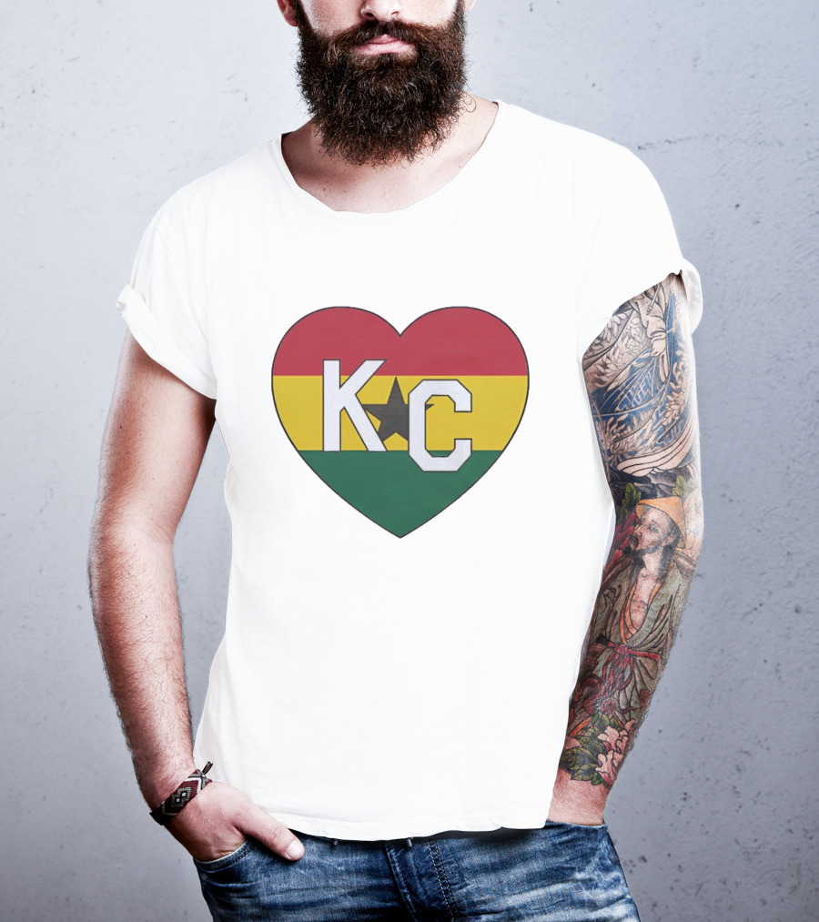 Ghana Flag Colors KC Heart T-Shirt