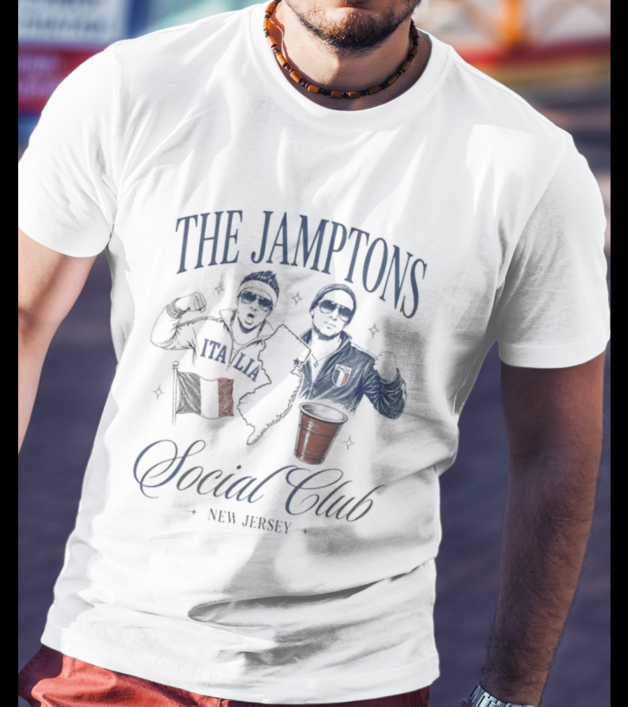 The Jamptons Social Club New Jersey Italian American Flag And Red Cup T-Shirt