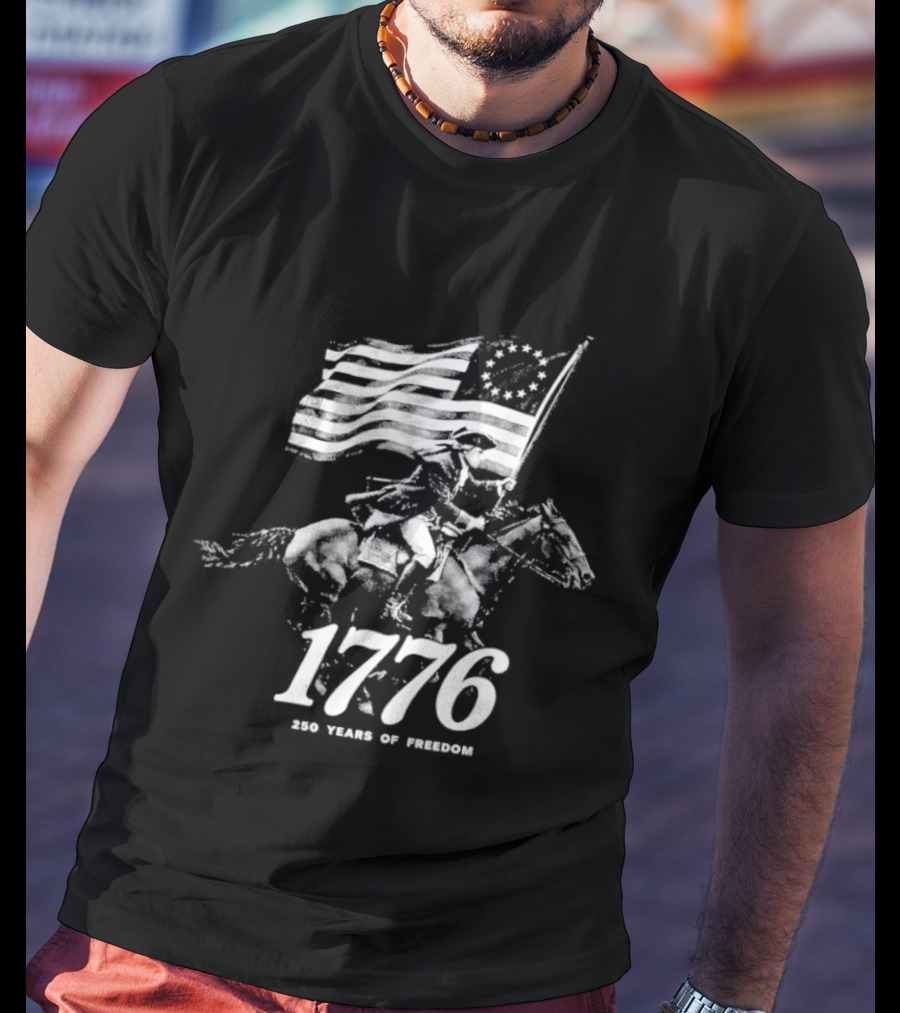 1776 250 Years Of Freedom Washington Riding With American Flag T-Shirt